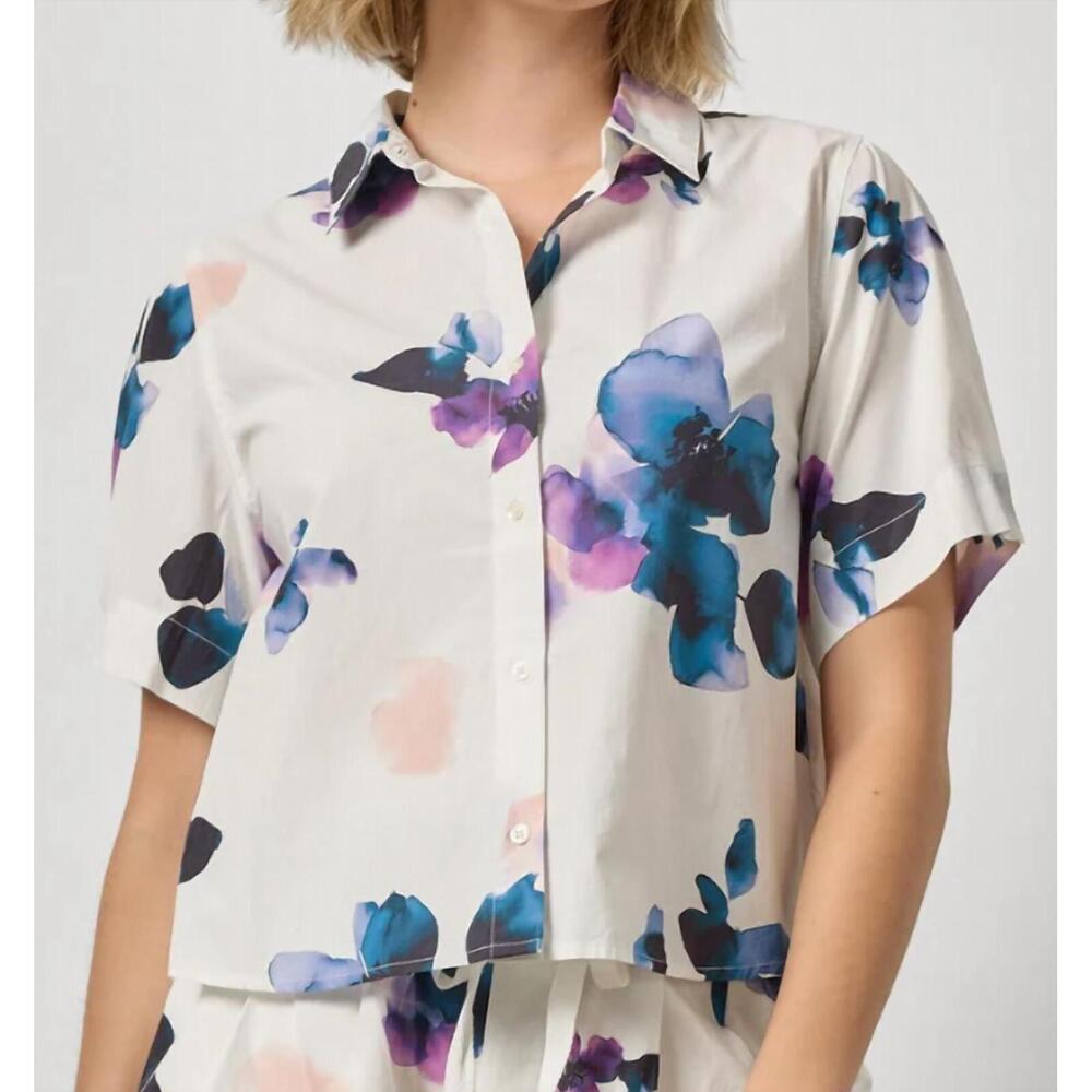 NEW LILLA P folded sleeve button down in orchid print